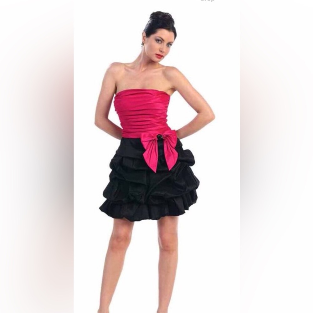 NEW MAGGIE SOTTERO “FLIRT” DESIGNER FUSHIA & BLACK SHORT COCKTAIL DRESS SZ 2